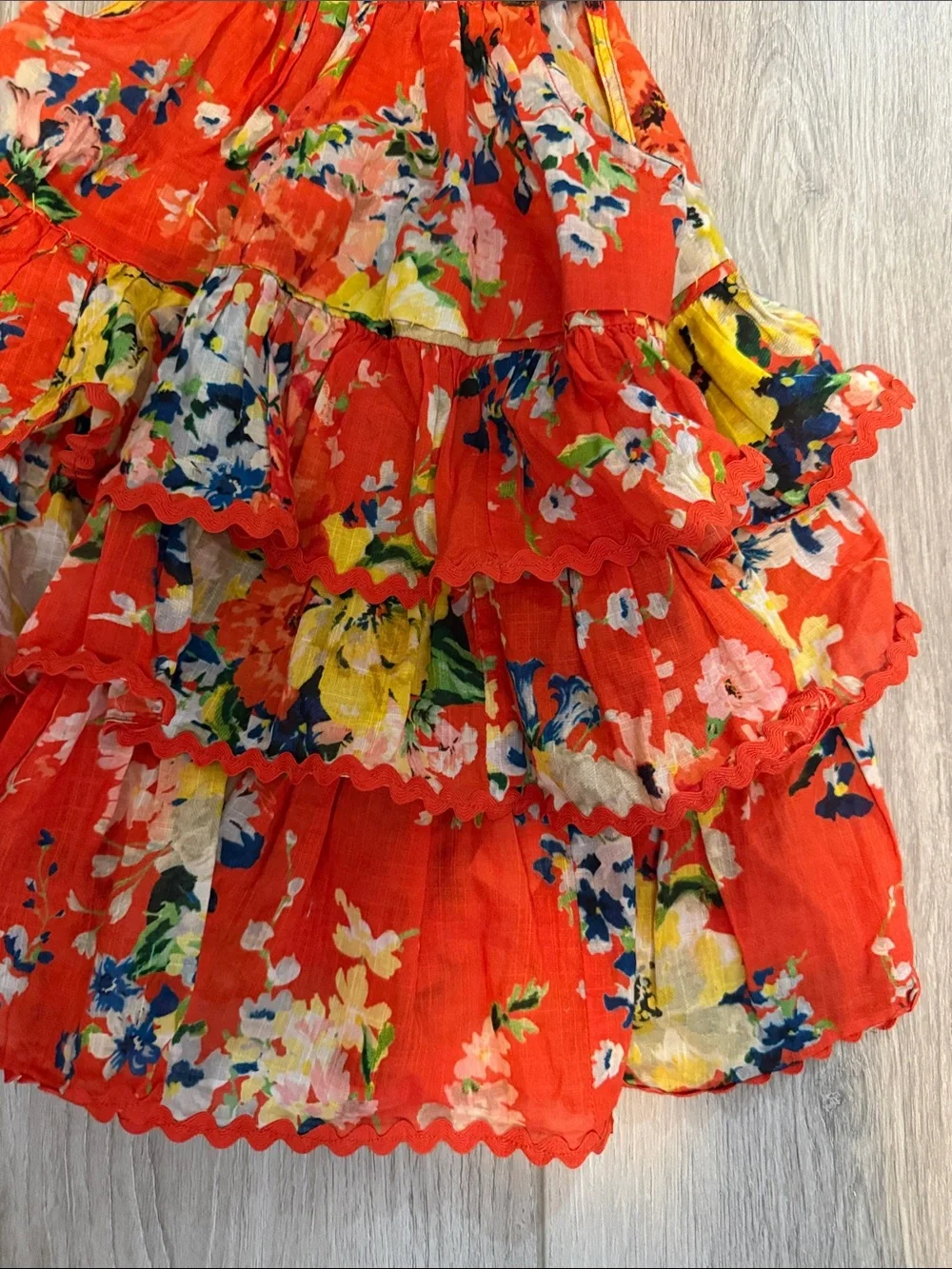 Zimmermann size 2 Red Floral Tiered Sundress